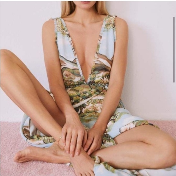 Reformation Maxi Rare Camellia Dress NWT size small cameillia landscape horse S - Picture 4 of 10